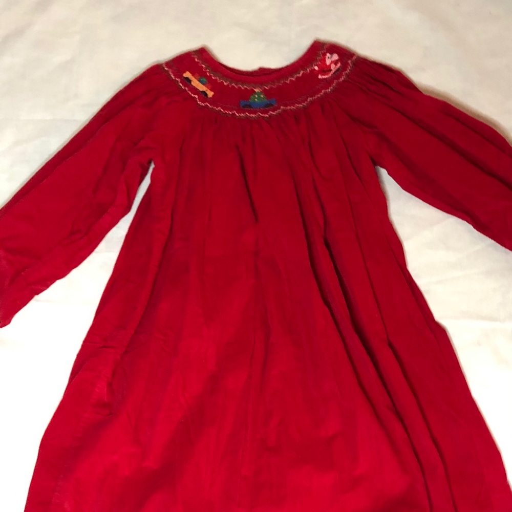 Smocked Christmas Dress LN Size 5